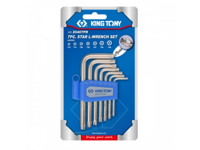 Набор Г-образных TORX, T10-T40, с отверстием, 7 предметов, KING TONY от KING TONY Набор Г-образных TORX, T10-T40, с отверстием, 7 предметов, KING TONY